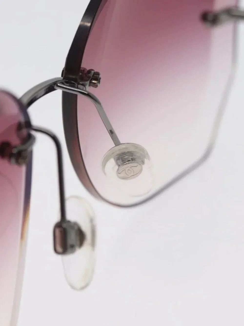 CHANEL Sunglasses metal Bordeaux CC Auth SW2292V